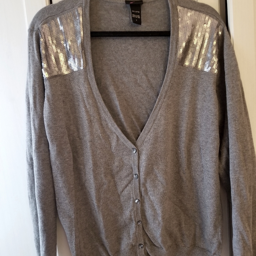 Torrid 2x grey sequin shoulder cardigan